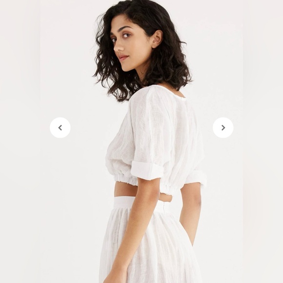 White Linen Crop Top Rumer - Picture 3 of 14